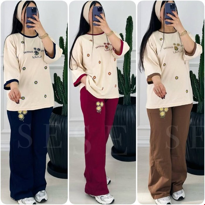 ست بلوز وشلوار طرح گل بابونه