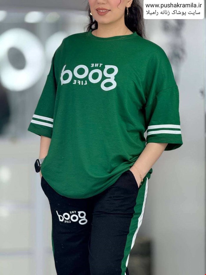 ست تیشرت و شلوار زنانه طرح good 