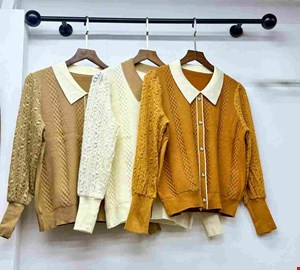 بلوز بافت گپ آستین گیپوری جلو دکمه نما