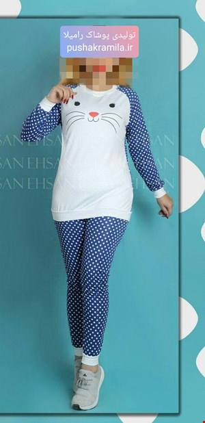 ست بلوزوشلوار طرح گربه توپی