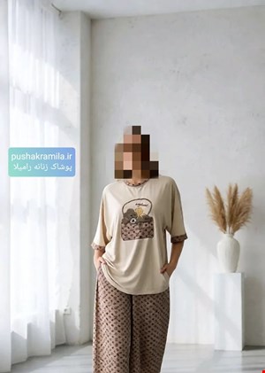 ست تیشرت و شلوار ال وی طرح خرس پاپیونی