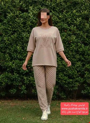 ست تیشرت شلوار طرح ال وی گلدوزی