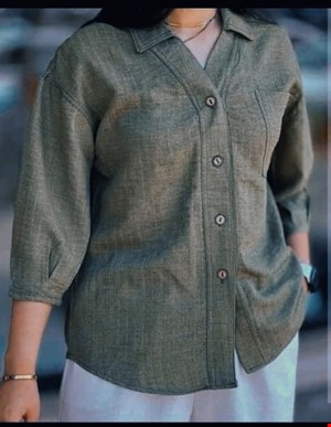 شومیز باکسی یقه وی